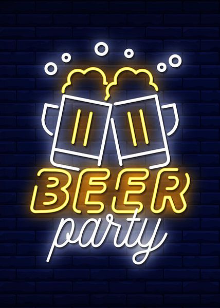 Bier Party Beer Neon Retro Bar von FotoKonzepte