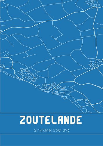 Blauwdruk | Landkaart | Zoutelande (Zeeland)