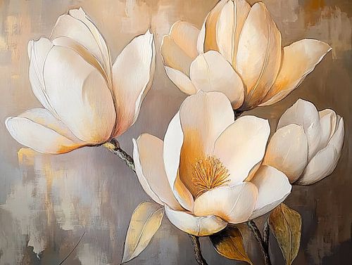 Magnolien-Gemälde | Sanfter Hauch von Natur
