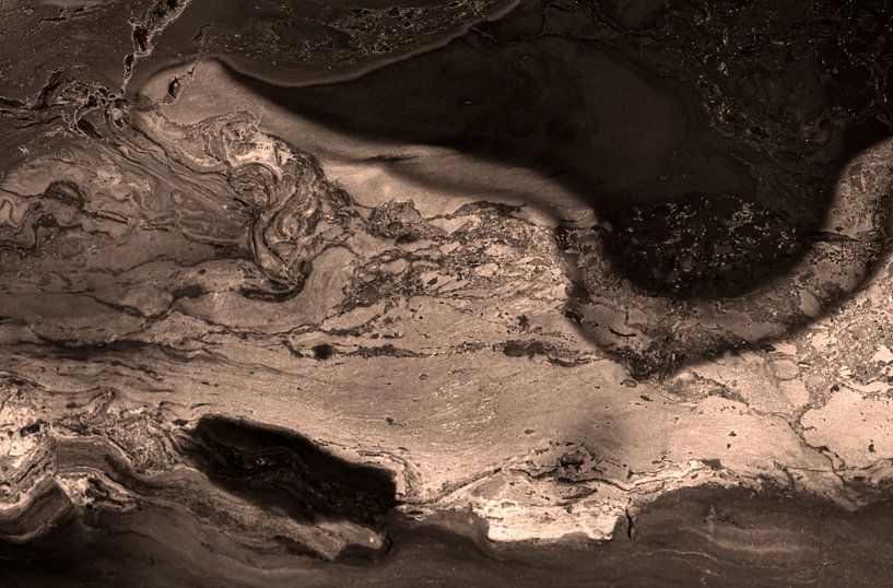 Romantisch tafereel op versteend hout van Franke de Jong