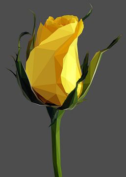 Rose jaune abstraite Lowpoly sur Yoga Art 15