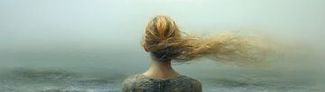 Vrouwenportret Nevel | Windswept Enigma Unveiled van Kunst Kriebels