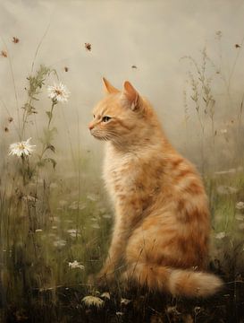 Red Cat among Wild Daisies by Emil Husstege
