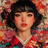 Japanese Woman in Red Kimono by robby akrim
