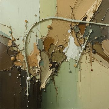 Schilderij met Groen en aardetinten van ComfortQ