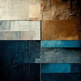 Abstract, beige, blue, brown, contrast, geometry, gray, linen, modern, design, paintings by Color Square