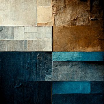 Abstract, beige, blauw, bruin, contrast, geometrie, grijs, linnen, modern, design, schilderijen van Color Square