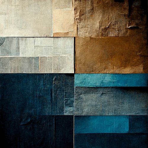Abstrait, beige, bleu, brun, contraste, géométrie, gris, lin, moderne, design, tableaux
