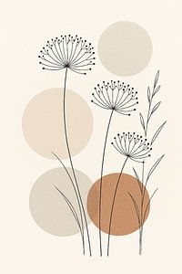Pusteblumen und Gräser japandi