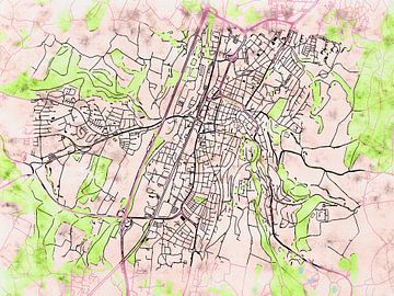 Map of Ravensburg with the style 'Soothing Spring' by Maporia