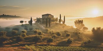La Toscane baignée de soleil au petit matin