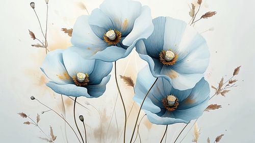 Klaprozen in Pastelblauw no.4