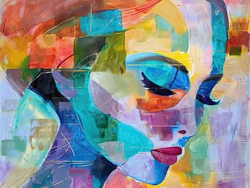 Modern Abstract Portret Vrouw van Blikvanger Schilderijen