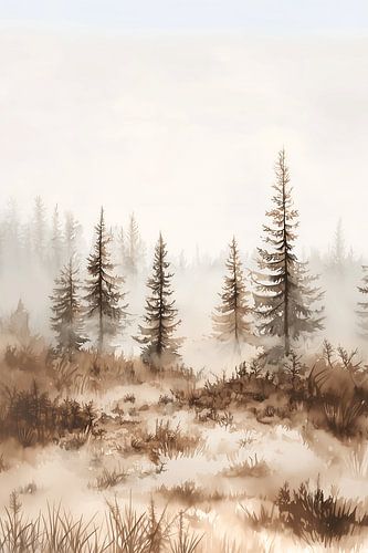 Watercolour pine forest