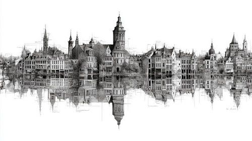 Maastricht Panorama - Historical buildings sketch