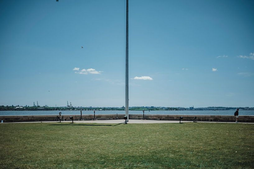 Flagpole at Ellis Island by Erwin van Kester