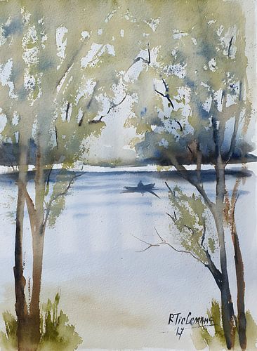 Bootje op de Rivier van Rita Tielemans Kunst