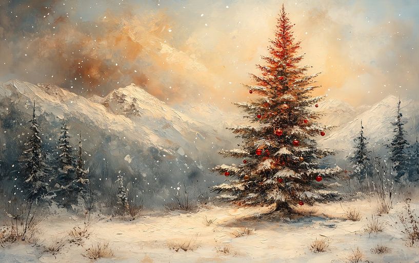 Christmas tree Red by Abstract Painting