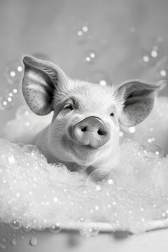 Spa des cochons : un bain amusant dans la salle de bain - œuvre d'art unique pour les toilettes sur Felix Brönnimann