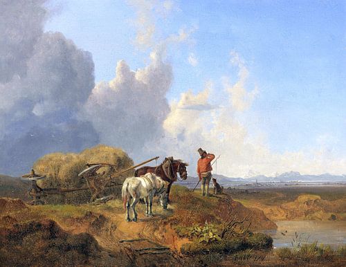De omgevallen hooiwagen, HEINRICH BÜRKEL, 1841