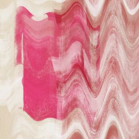 Modern abstract art in pink, white, terracotta. Retro pattern by Dina Dankers
