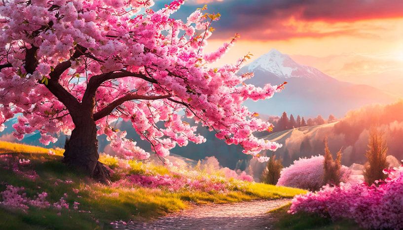 Landschap met bloemen van Mustafa Kurnaz