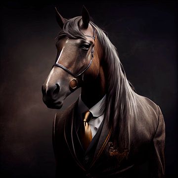 Portrait majestueux d'un cheval en costume fantaisie sur Maarten Knops