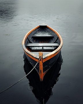 Rustig water, romantische boot van fernlichtsicht