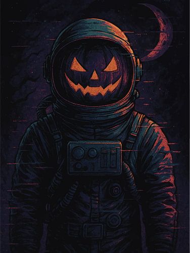 Pumpkin Astronaut in Darkness