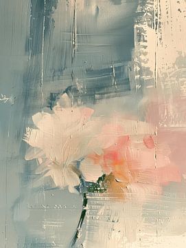 Blume in Pastellfarben, modern und abstrakt im japanischen Stil von Japandi Art Studio