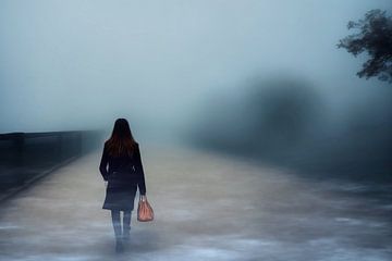 Vrouw in de mist: mysterieus en elegant van Frank Heinz