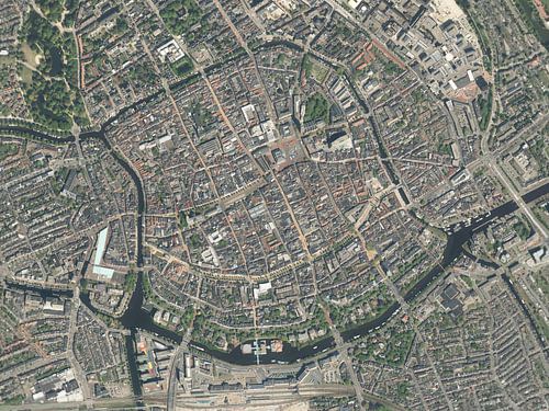 Luchtfoto vand e binnenstad van Groningen