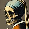 Parodie auf den Totenkopf mit Perlenohrring von MIROKKU