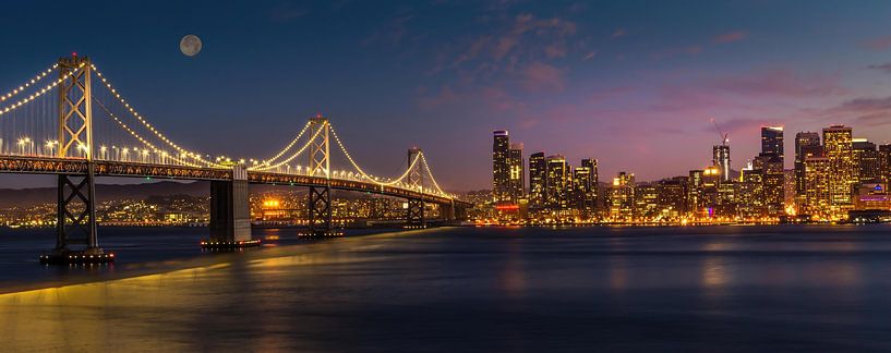 Bay Bridge und Skyline in der Abenddämmerung, San Francisco, USA von Aloke Design