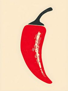 Rote Chilischote in reduzierter Grafik