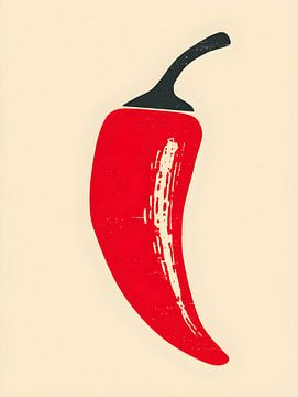 Rote Chilischote in reduzierter Grafik