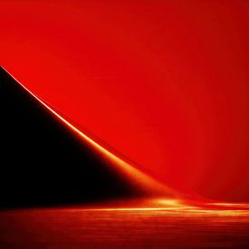 Red abstraction with dark pyramid by Frank Heinz
