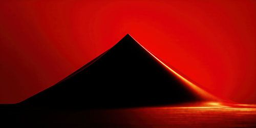 Abstraction rouge avec pyramide sombre