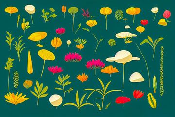 Set mit Blumen Muster Illustration 01 von Animaflora PicsStock