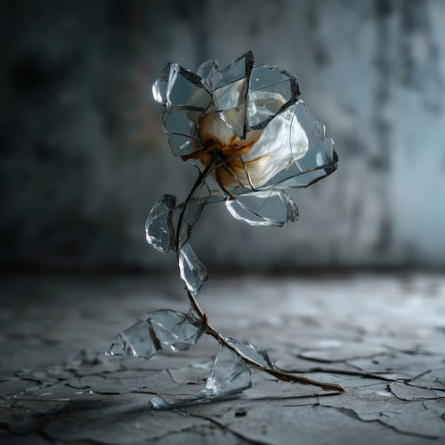 Gebroken bloem van glas