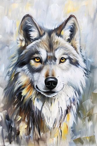 Realistisch schilderij van een wolf