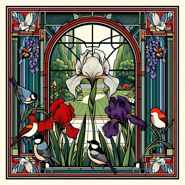 Iris et oiseaux par Tatjana Korneeva