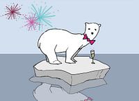 Eisbär mit Champagner