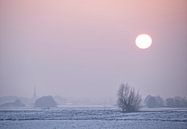 Winters landschap met ondergang zon van Marcel van Balken thumbnail