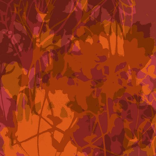 Abstracte botanische kunst in retro kleuren.