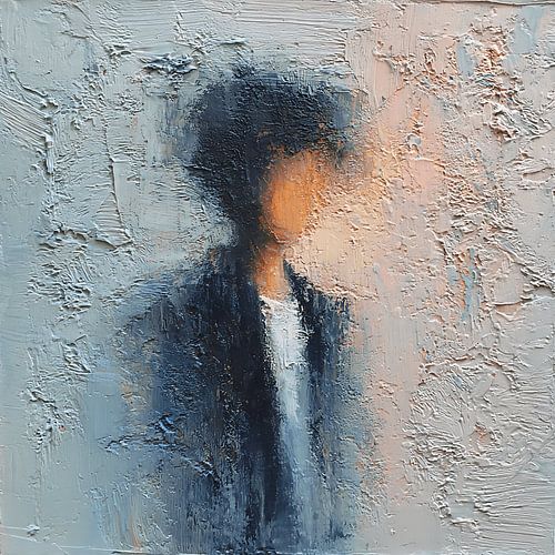 Portrait abstrait « Identité invisible » en acrylique texturé – Expressionnisme
