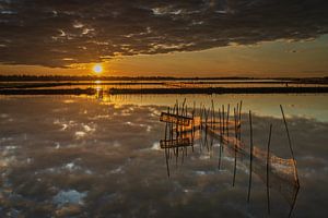 Un magnifique lever de soleil sur le lac près de Hue au Vietnam