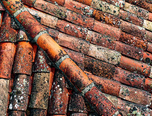 Weathered roof tiles