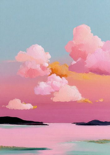 Minimalist landscape in pink
