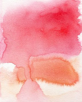 Abstracte kleurrijke aquarel in roze en oranje van Dina Dankers
